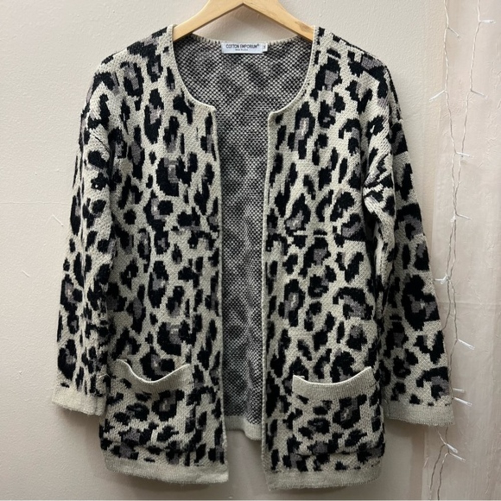 Cotton Emporium Leopard Cardigan Sweater